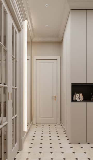 Классика с сердцем. Дизайн и ремонт квартиры 65м2 в ЖК Режиссёр в неоклассическом стиле. Прихожая