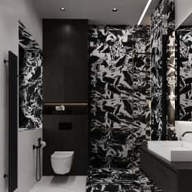 Изысканный монохром. Дизайн и ремонт таунхауса 164м2 в КП Бристоль в неоклассическом стиле. 2 этаж Душевая, фото 02