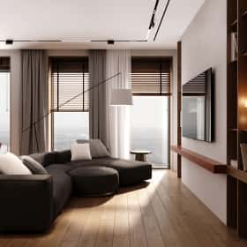 Элегантный оазис. Дизайн и ремонт квартиры 115м2 ЖК Eniteo в современном стиле с элементами экостиля. Кухня-гостиная, фото 04