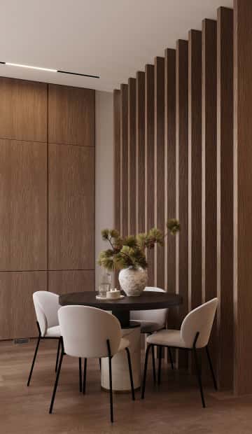 Очарование природы. Дизайн и ремонт загородного дома 116м2 в КП Британика в современном стиле. 1 этаж Кухня-гостиная, фото 03