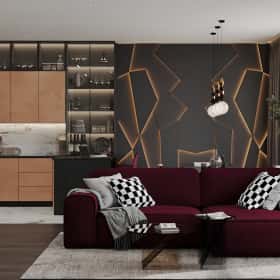 Свет и цвет. Дизайн и ремонт квартиры 105м2 в ЖК Will Towers в современном стиле. Кухня-столовая