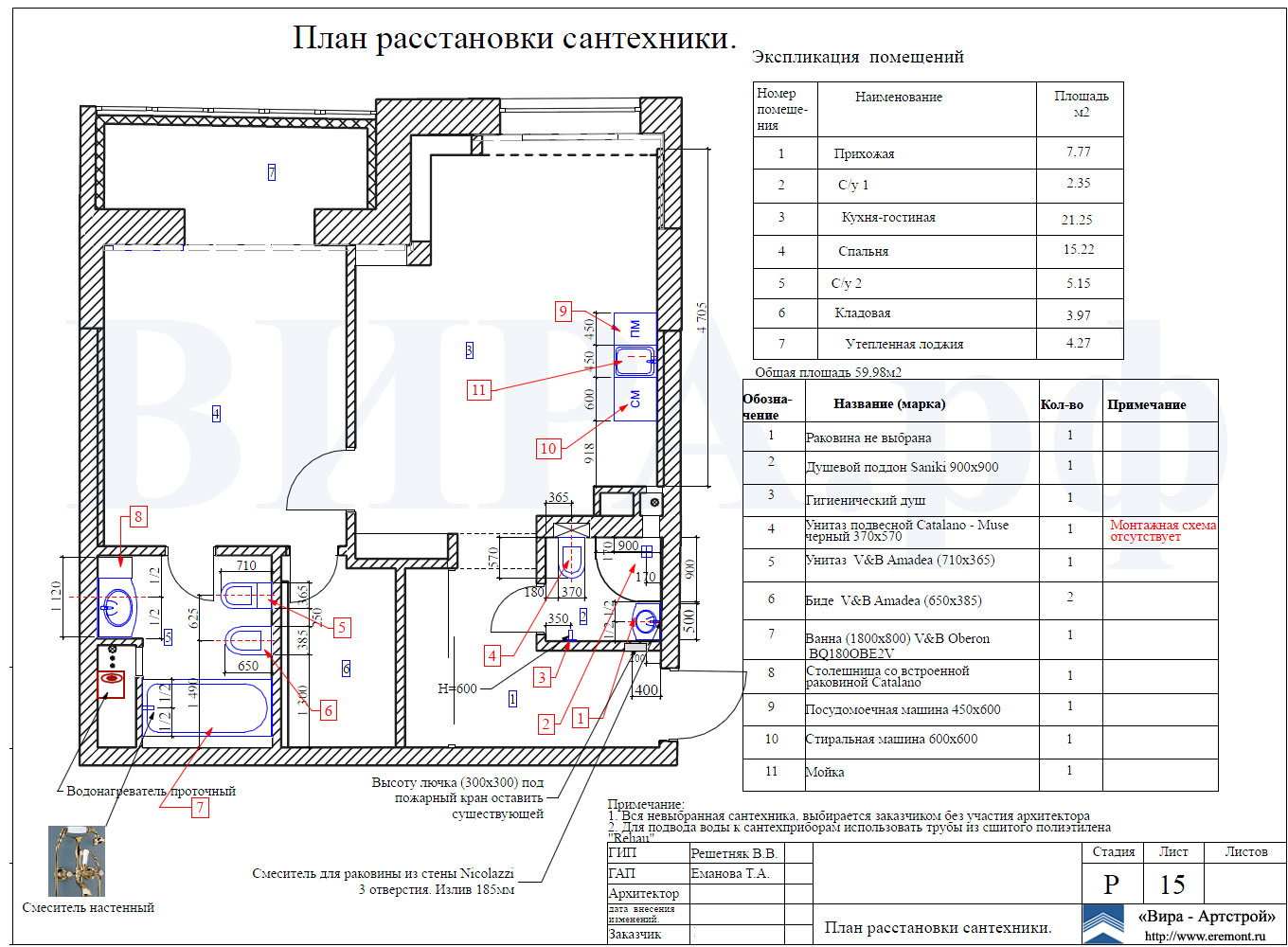 План расстановки сантехники