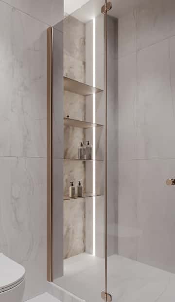 Цвета природы. Дизайн и ремонт квартиры 110м2 в ЖК Wow в современном стиле. Душевая, фото 03