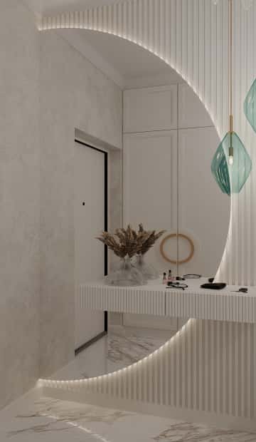 Диалог поколений. Дизайн и ремонт квартиры 93м2 ЖК Хэдлайнер в неоклассике. Прихожая, фото 05