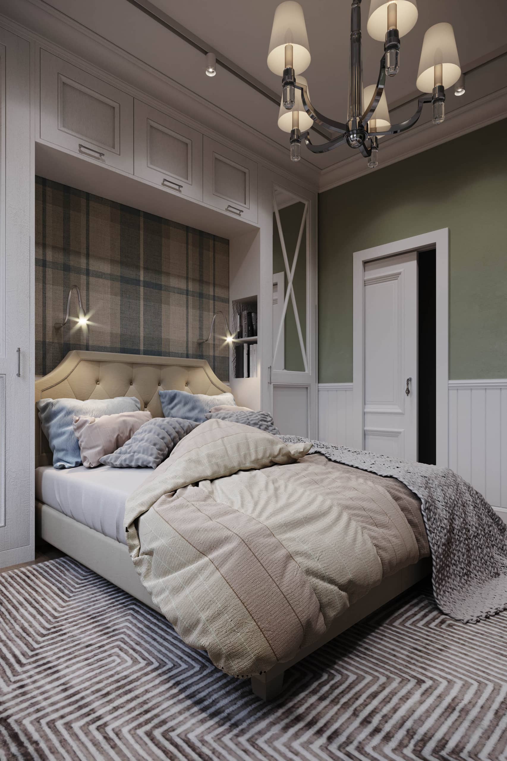 Оформление интерьера спальни в скандинавском стиле. Фото № 60185.