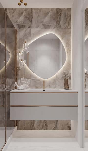 Цвета природы. Дизайн и ремонт квартиры 110м2 в ЖК Wow в современном стиле. Душевая