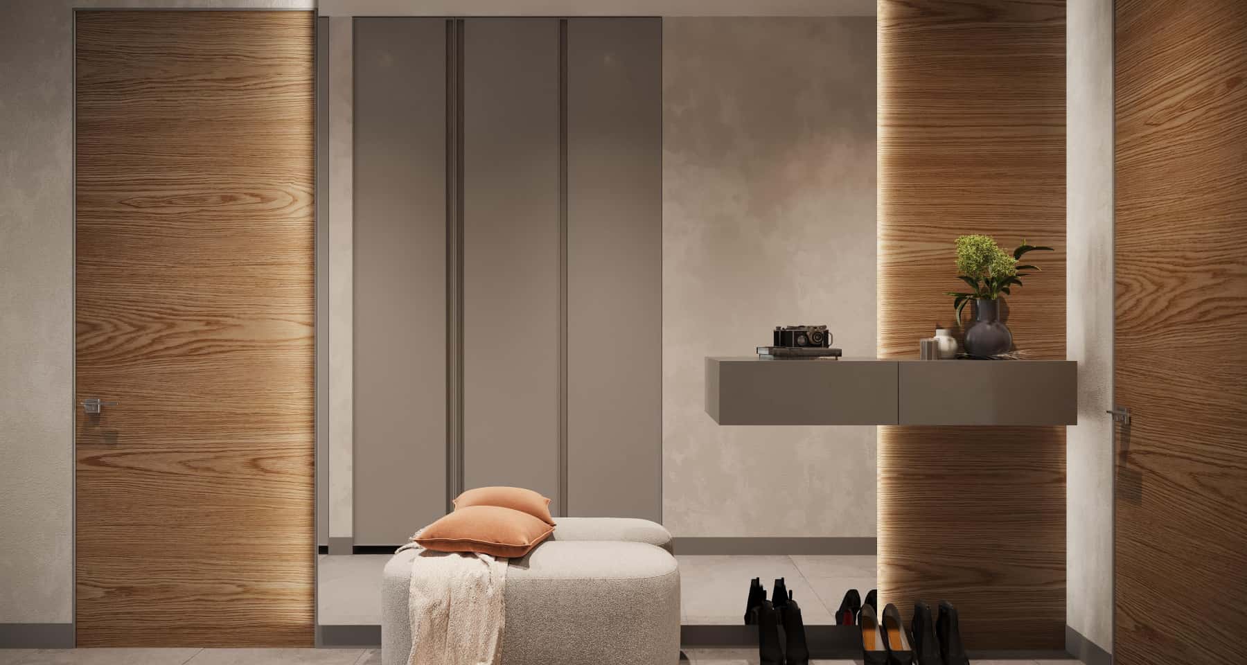 Фото ремонта до и после — прихожая с зеркалом