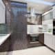 Белый шкафы с матовым стеклом для кухни. Дизайн и ремонт квартира в ЖК «Квартал» — Воздушная легкость. Фото 09