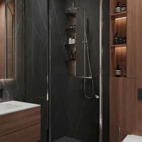 Свет и цвет. Дизайн и ремонт квартиры 105м2 в ЖК Will Towers в современном стиле. Душевая, фото 04