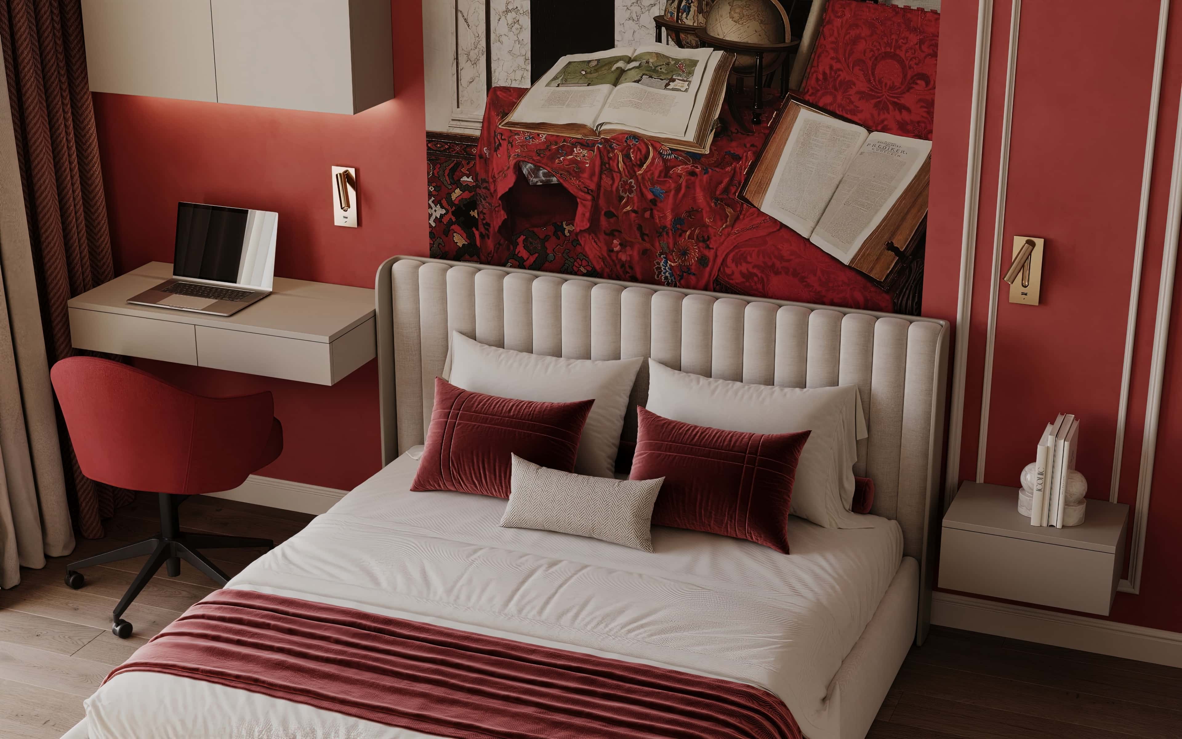 Оформление интерьера спальни. Фото № 81048.