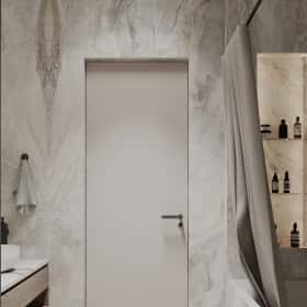 Тёплая гармония. Дизайн и ремонт квартиры 69м2 ЖК Большая семерка в современном стиле. Санузел большой, фото 02