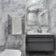 Ванная комната выполнена из мрамора с серыми прожилками. Дизайн и ремонт квартиры в ЖК «Альбатрос» — Литературный минимализм. Фото 029