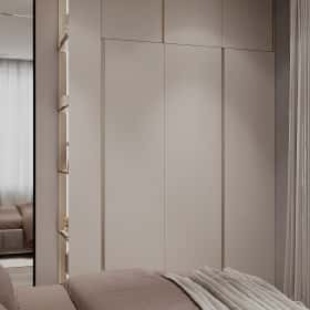 Тёплая гармония. Дизайн и ремонт квартиры 69м2 ЖК Большая семерка в современном стиле. Спальня, фото 03