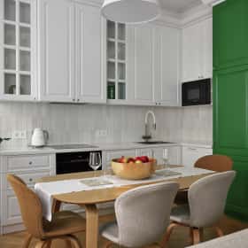 Столовая группа отделяет кухню от гостиной