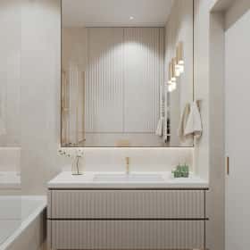 Удобство со вкусом. Дизайн и ремонт квартиры 88м2 ЖК Вереск в современной классике. Мастер-санузел