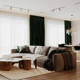 Фотографии гостиных. Современная роскошь. Дизайн и ремонт квартиры 111м2 ЖК Павелецкая сити в современном стиле. Кухня-столовая, фото 03.