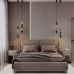 Тёплая гармония. Дизайн и ремонт квартиры 69м2 ЖК Большая семерка в современном стиле. Спальня