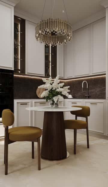 Классика с сердцем. Дизайн и ремонт квартиры 65м2 в ЖК Режиссёр в неоклассическом стиле. Кухня, фото 01