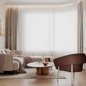 Богемная грация. Дизайн и ремонт квартиры 87м2 ЖК Режиссёр в стиле современная классика. Кухня-гостиная, фото 06