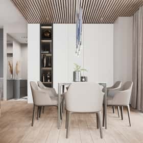 Фотографии помещений в стиле минимализм. Утончённая простота. Дизайн и ремонт квартиры 123м2 ЖК Джаз в стиле современный минимализм. Столовая, фото 02.