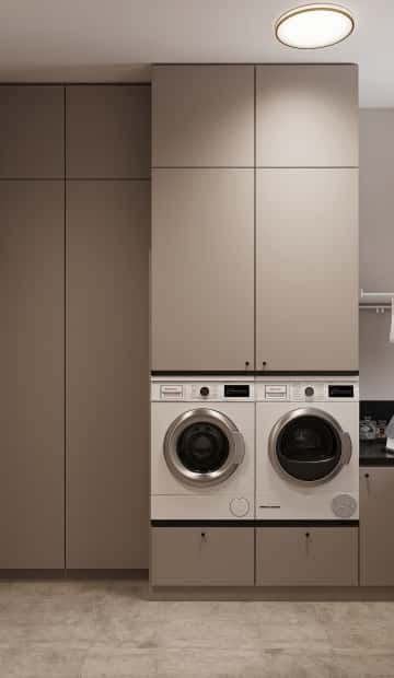 Очарование природы. Дизайн и ремонт загородного дома 116м2 в КП Британика в современном стиле. 1 этаж Постирочная, фото 01