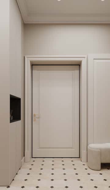 Классика с сердцем. Дизайн и ремонт квартиры 65м2 в ЖК Режиссёр в неоклассическом стиле. Прихожая, фото 01