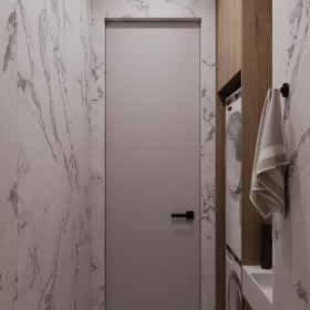 Фотографии помещений в стиле минимализм. Гармония перемен. Дизайн и ремонт квартиры 66м2 ЖК Зорге 9 в стиле минимализм. Гостевой санузел, фото 02.