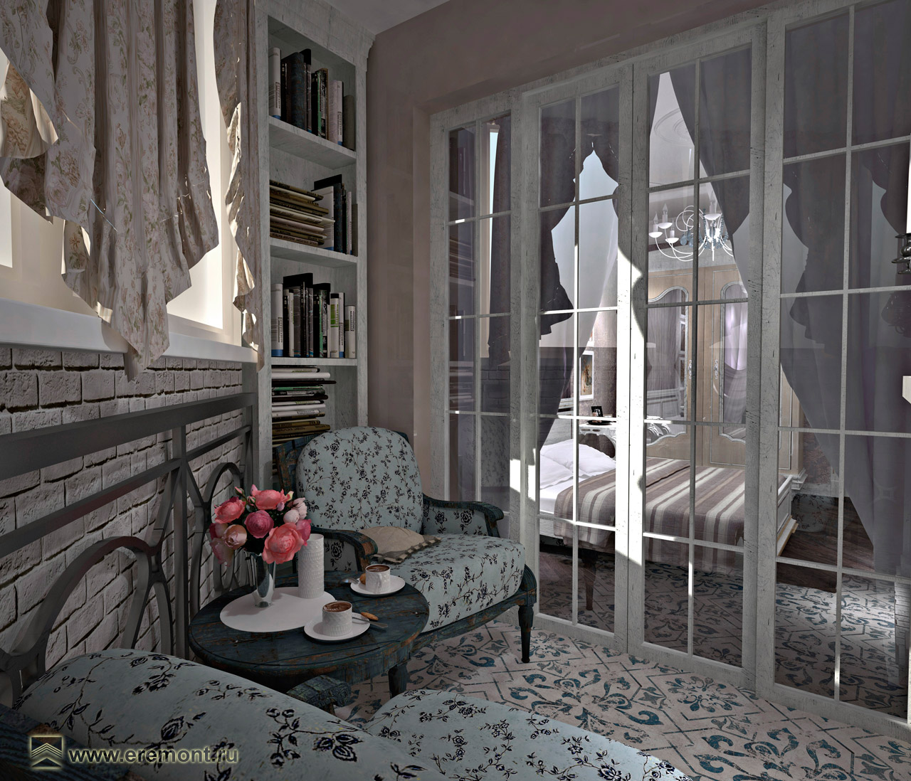 Оформление интерьера спальни в стиле прованс. Фото № 42629.