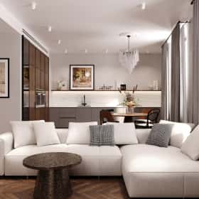 Дух Монмартра. Дизайн и ремонт квартиры 101м2 в ЖК Врубеля 4 во французской классике. Кухня-гостиная, фото 10