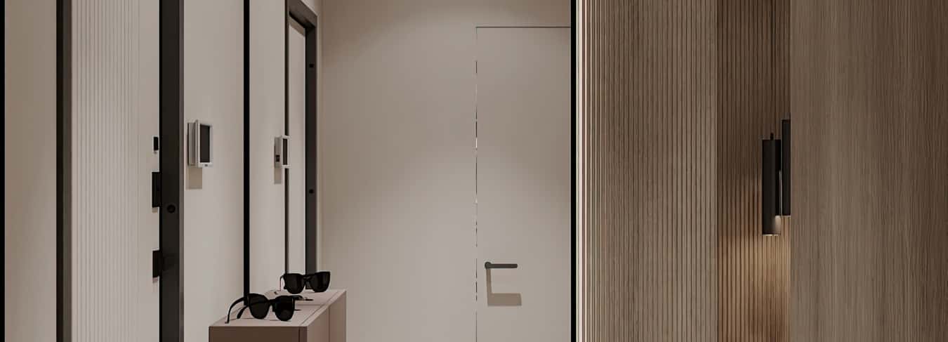 Фотографии квартир. Тёплая гармония. Дизайн и ремонт квартиры 69м2 ЖК Большая семерка в современном стиле. Прихожая и коридор, фото 02.