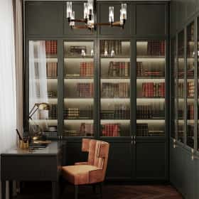 Вариации классики. Дизайн и ремонт дома 177м2 КП Лесная симфония в американском стиле. 1 этаж Кабинет, фото 04