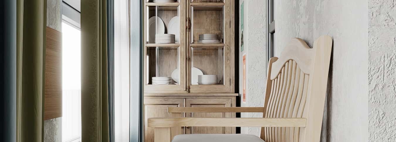 Фотографии квартир. Песня в стиле кантри. Дизайн и ремонт квартиры 53м2 ЖК Вдохновение. Лоджия, фото 04.