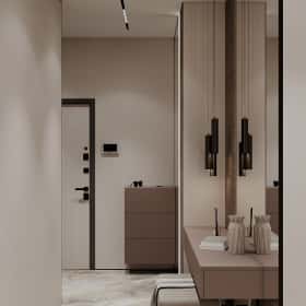 Тёплая гармония. Дизайн и ремонт квартиры 69м2 ЖК Большая семерка в современном стиле. Прихожая и коридор, фото 01