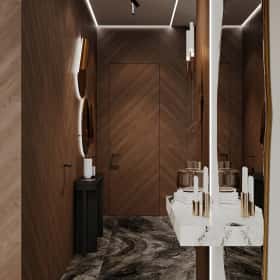 Высокие отношения. Дизайн и ремонт загородного дома 195м2 в КП Лесная поляна в современном стиле. 1 этаж Прихожая, фото 05