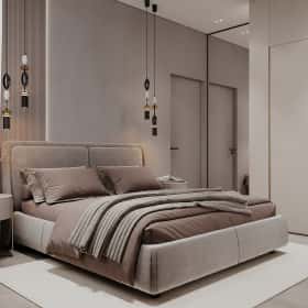 Тёплая гармония. Дизайн и ремонт квартиры 69м2 ЖК Большая семерка в современном стиле. Спальня, фото 06