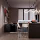 Оформление интерьера гостиной-кухни трехкомнатной квартиры в светло серый цвет в современном стиле. Фото № 62801.