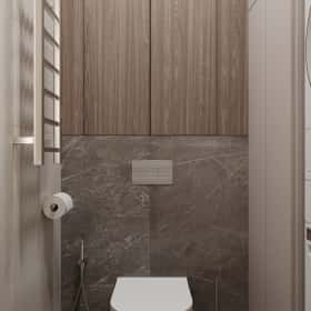 Ода современности. Дизайн и ремонт квартиры 63м2 ЖК Рассказово в современном стиле. Санузел, фото 01