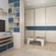 Детская ванная комната выполнена в светлых тонах бирюзового и синего цветов. Дизайн и ремонт квартиры в ЖК «Вандер Парк» — Обитель магов. Фото 016