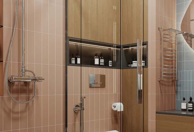 Фотографии помещений в стиле современной классики. Песня в стиле кантри. Дизайн и ремонт квартиры 53м2 ЖК Вдохновение. Санузел, фото 04.