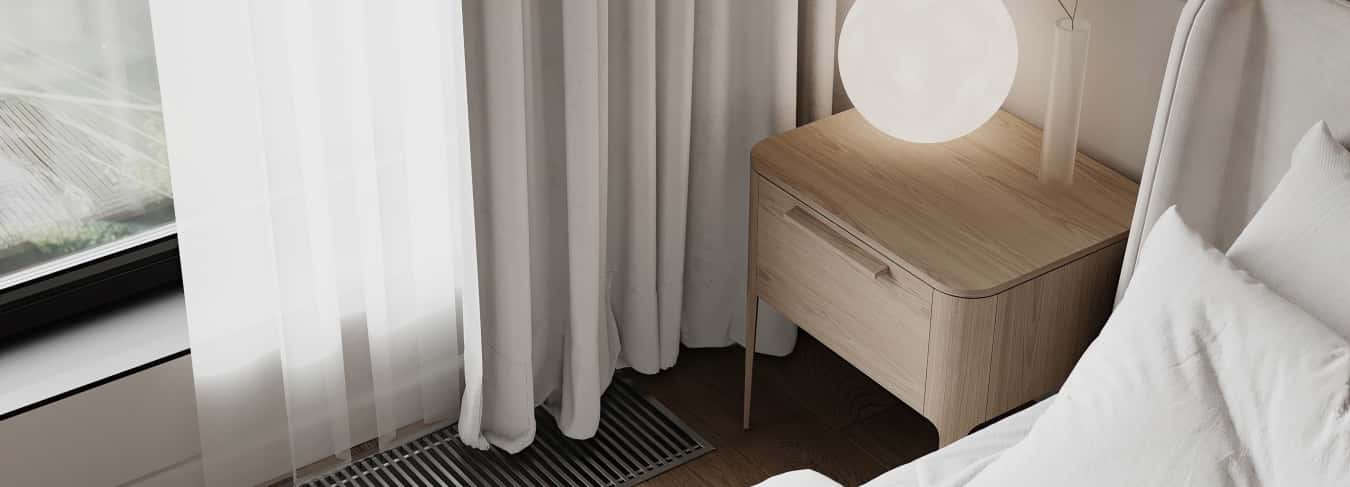 Фотографии спален. Скандинавский акцент. Дизайн и ремонт квартиры 95м2 ЖК Садовые кварталы в современном стиле. Мастер-спальня, фото 03.