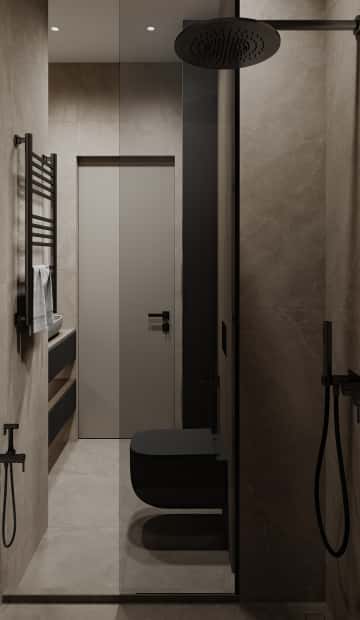 Натуральная палитра. Дизайн и ремонт квартиры 84м2 ЖК Shagal в современном стиле. Гостевой санузел, фото 04