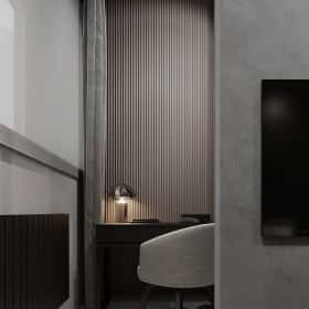 Изысканный монохром. Дизайн и ремонт таунхауса 164м2 в КП Бристоль в неоклассическом стиле. 1 этаж Гостевая, фото 03