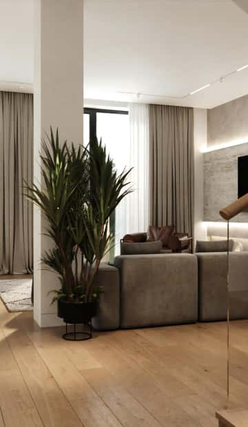 Изюминка кухни-гостиной - панорамные портальные окна