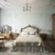 Белый комод и спинка кровати в скандинавском стиле. Дизайн и ремонт спален в разных стилях. Фото 012