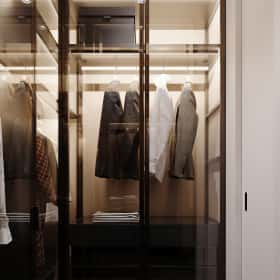 Цвета природы. Дизайн и ремонт квартиры 110м2 в ЖК Wow в современном стиле. Гардеробная, фото 02