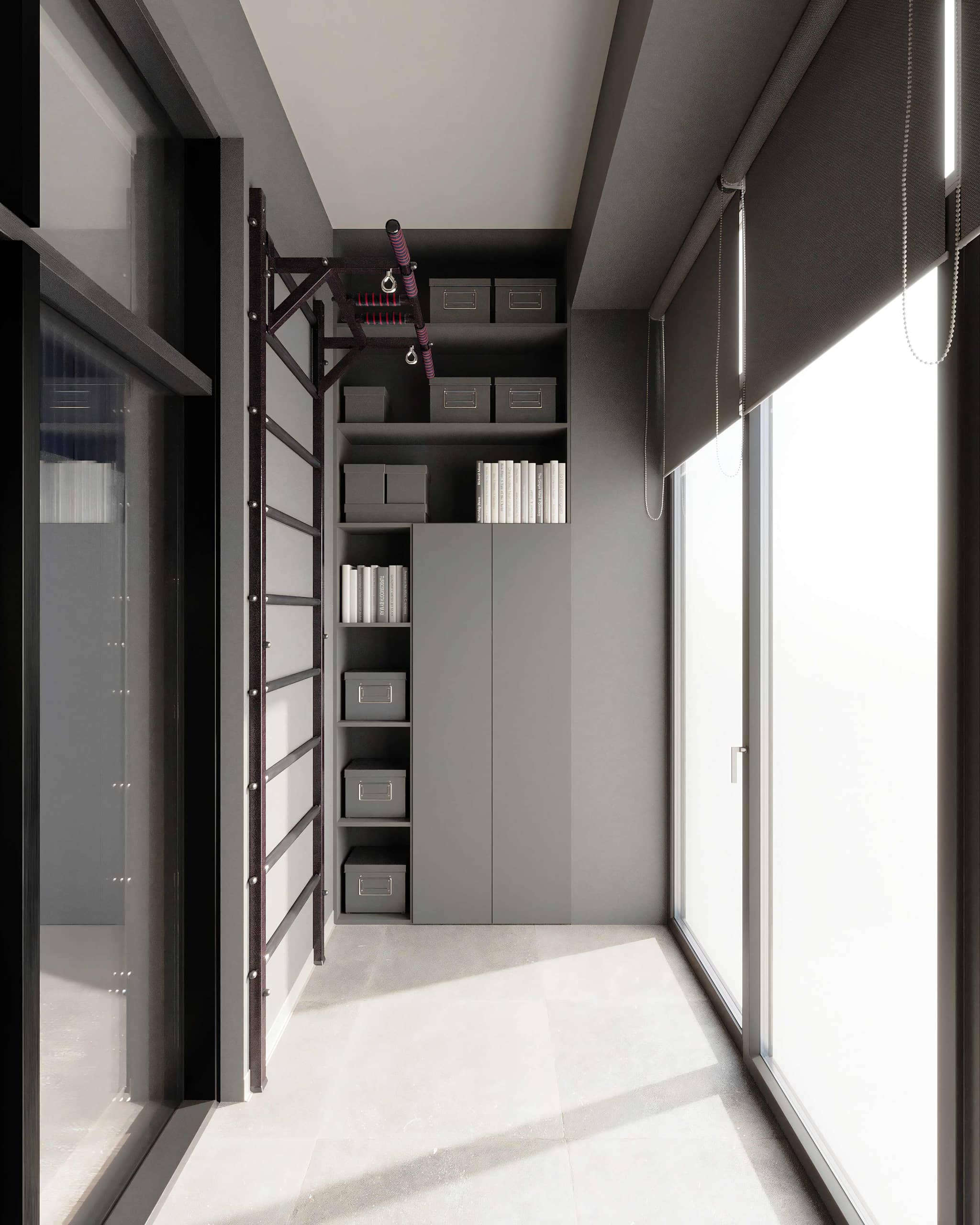 Оформление интерьера четырехкомнатной квартиры, пятикомнатной квартиры, двухуровневой квартиры в стиле минимализм. Фото № 68936.
