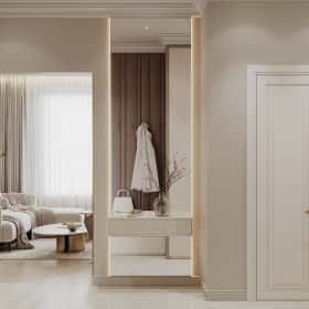 Богемная грация. Дизайн и ремонт квартиры 87м2 ЖК Режиссёр в стиле современная классика. Прихожая, фото 01