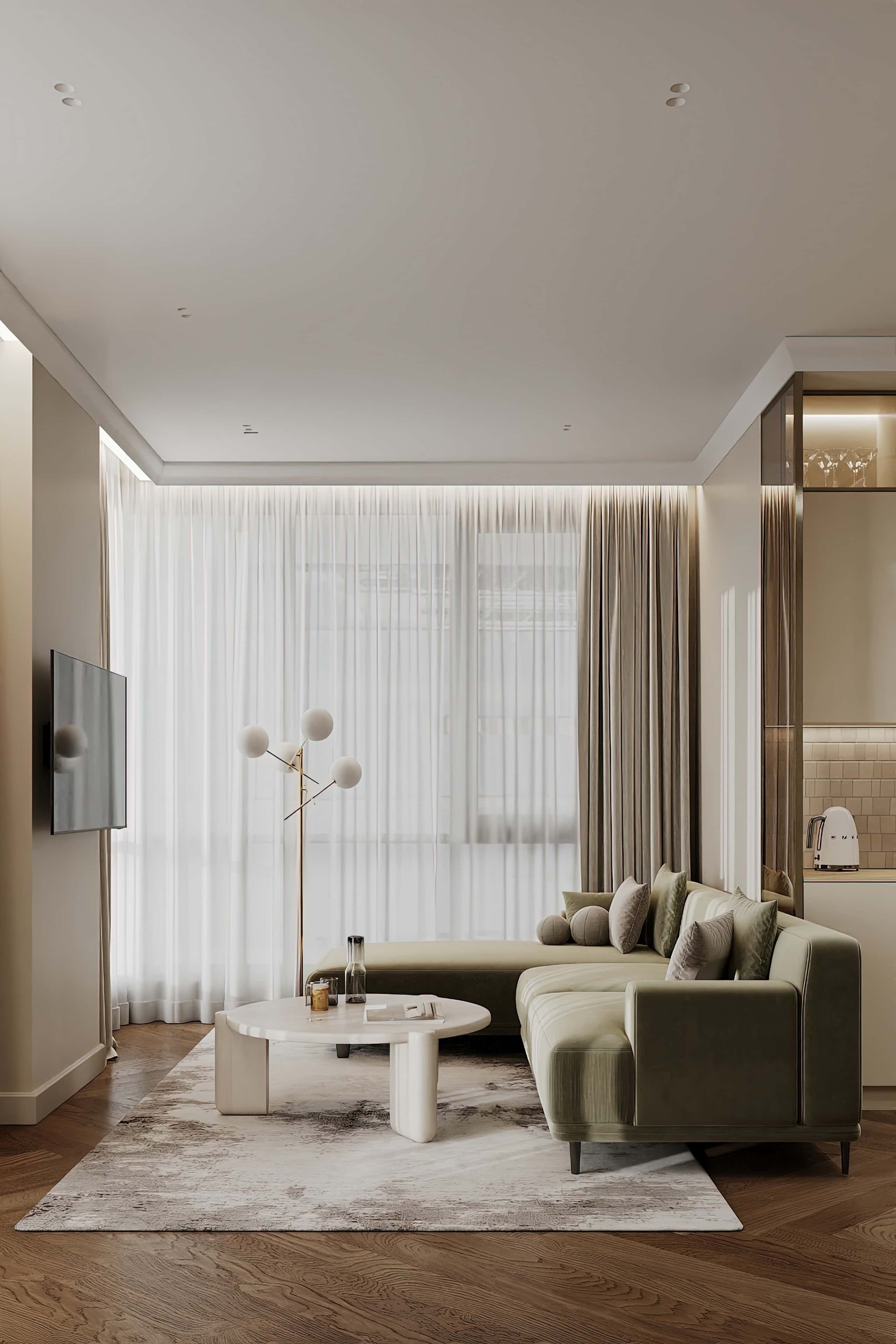 Оформление интерьера кухни-гостиной. Фото № 80704.