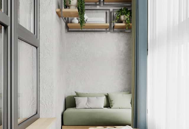 Фотографии помещений в стиле современной классики. Песня в стиле кантри. Дизайн и ремонт квартиры 53м2 ЖК Вдохновение. Лоджия, фото 02.