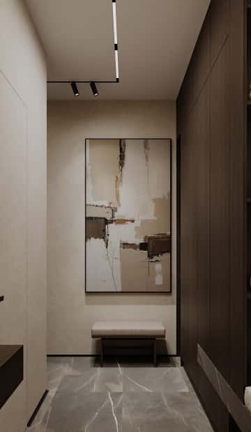 Натуральная палитра. Дизайн и ремонт квартиры 84м2 ЖК Shagal в современном стиле. Прихожая, фото 01